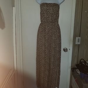 Strapless Leopard long dress